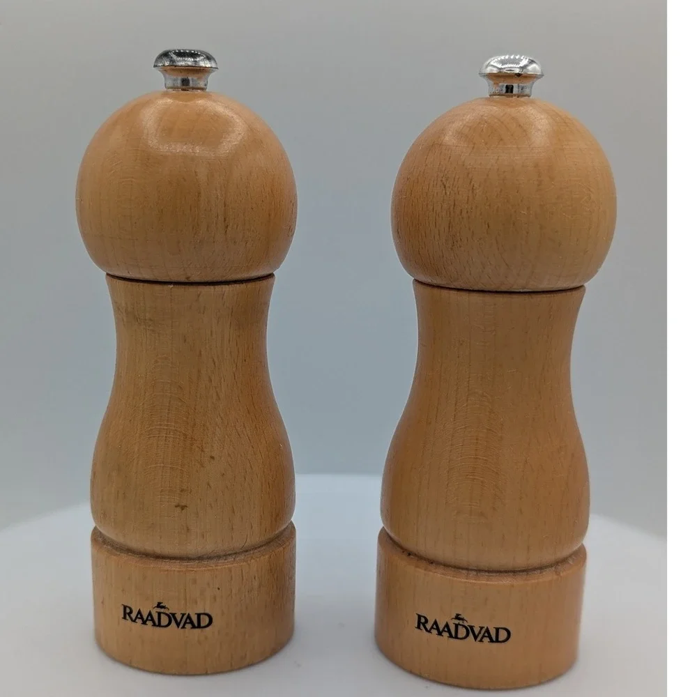 Raadvad Vintage Danish Beech Wood Salt & Pepper Mill Grinder Set  6 Inch
